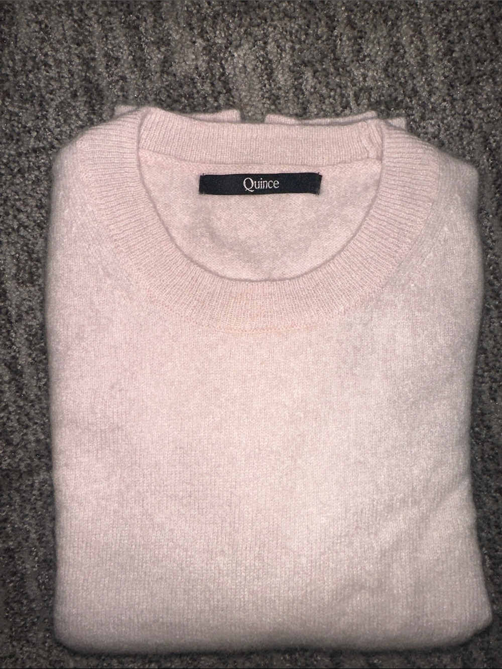 Quince 100% Cashmere Baby Pink Short-Sleeve Crewneck Sweater